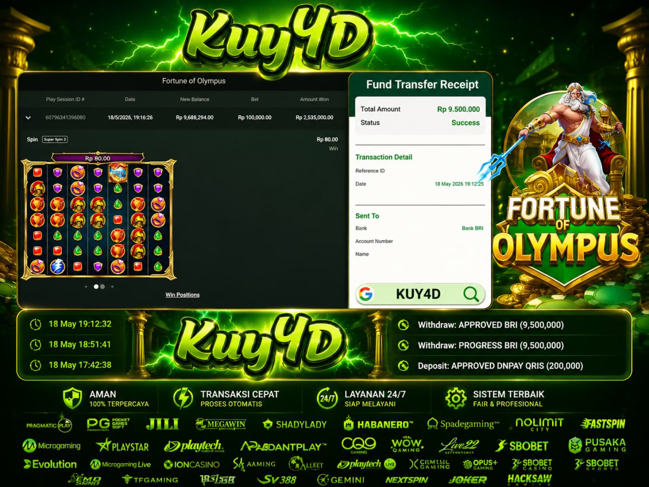 SELAMAT KEPADA MEMBER KUY𝟰D
DEPOSIT : RP 𝟮𝟬𝟬.𝟬𝟬𝟬
WITHDRAW : RP 𝟵.𝟱𝟬𝟬.𝟬𝟬𝟬
LINK DA