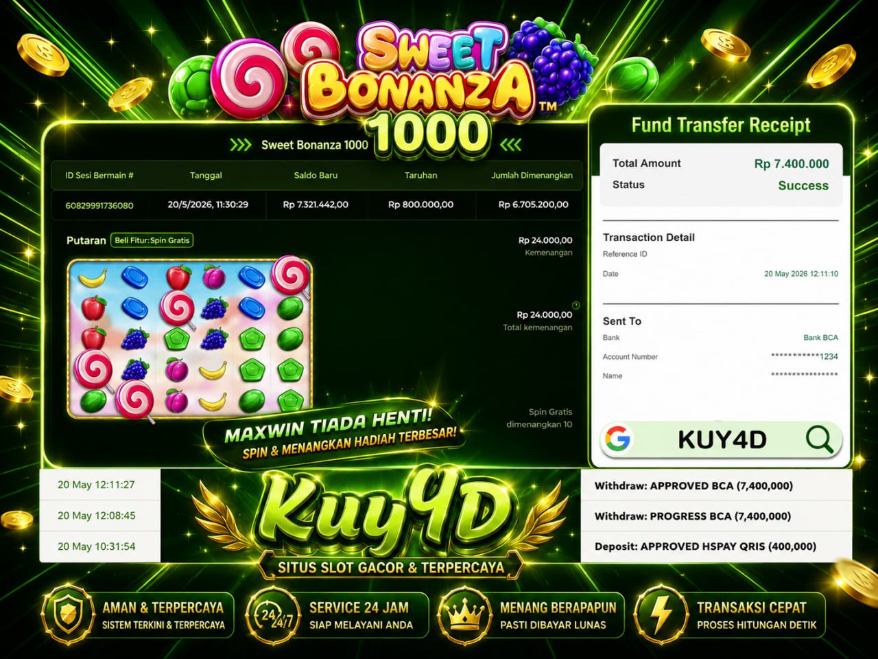 SELAMAT KEPADA MEMBER KUY𝟰D
DEPOSIT : RP 𝟰𝟬𝟬.𝟬𝟬𝟬
WITHDRAW : RP 𝟳.𝟰𝟬𝟬.𝟬𝟬𝟬
LINK DA