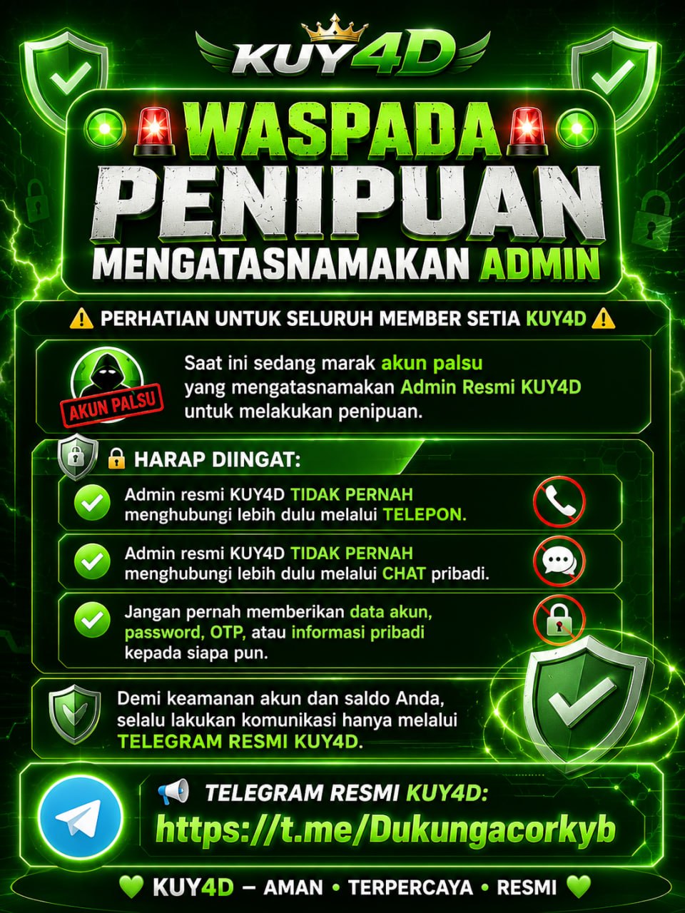 📢 TELEGRAM RESMI KUY4D:
https://t.me/Dukungacorkyb
